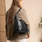 Classic 100% Full-Grain leather Bag - Rear Perspective Showing Reinforced Leather Straps &amp; Stitching
