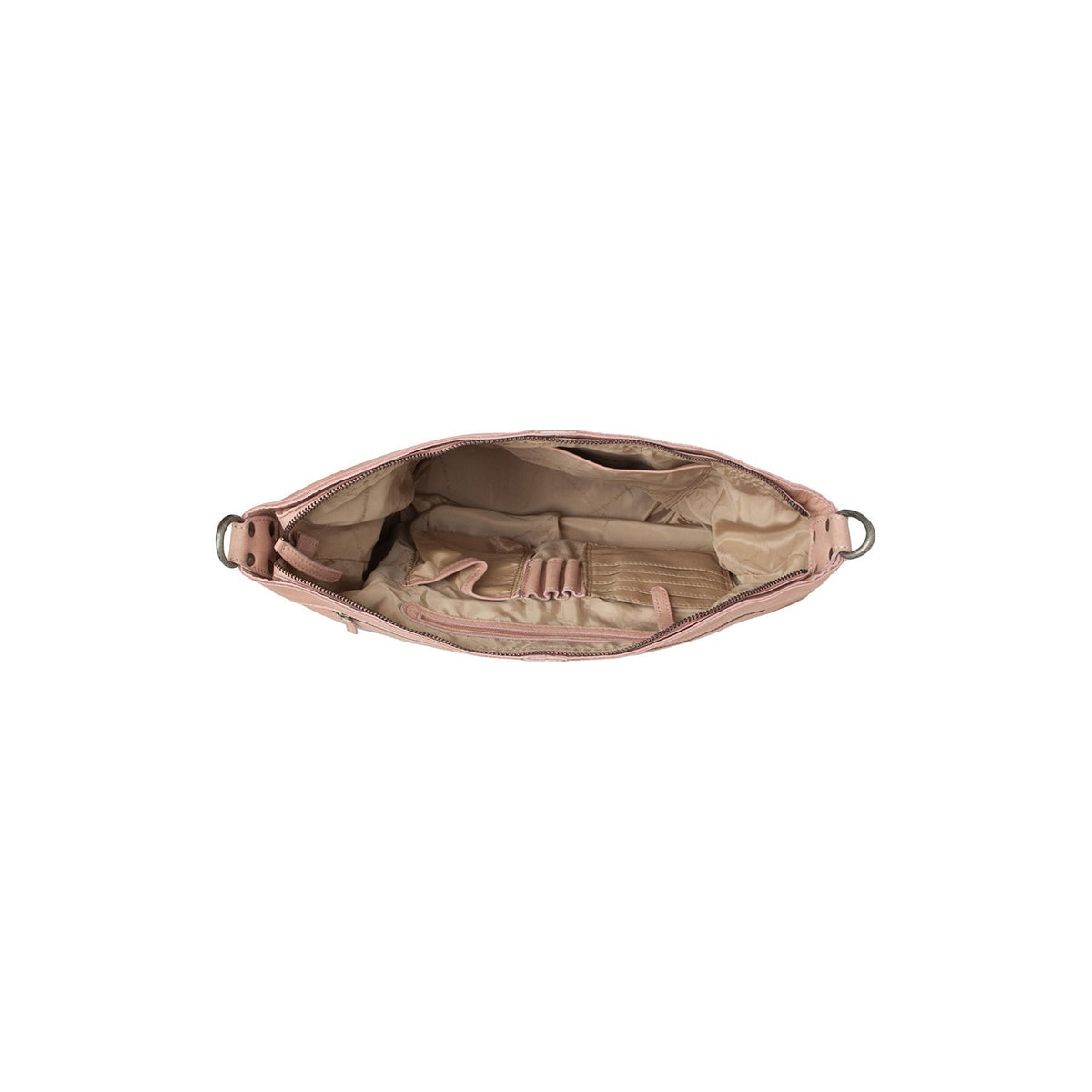 Solid Antique Brass Hardware &amp; Heavy-Duty Dual Zipper Detail on Bolivia Full-Grain Leather Shoulder Bag نسائي
