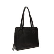 Flint Full-Grain Leather Shoulder Bag نسائي in Classic 100% Full-Grain Leather - Full Exterior Front Profile View | Buy Online