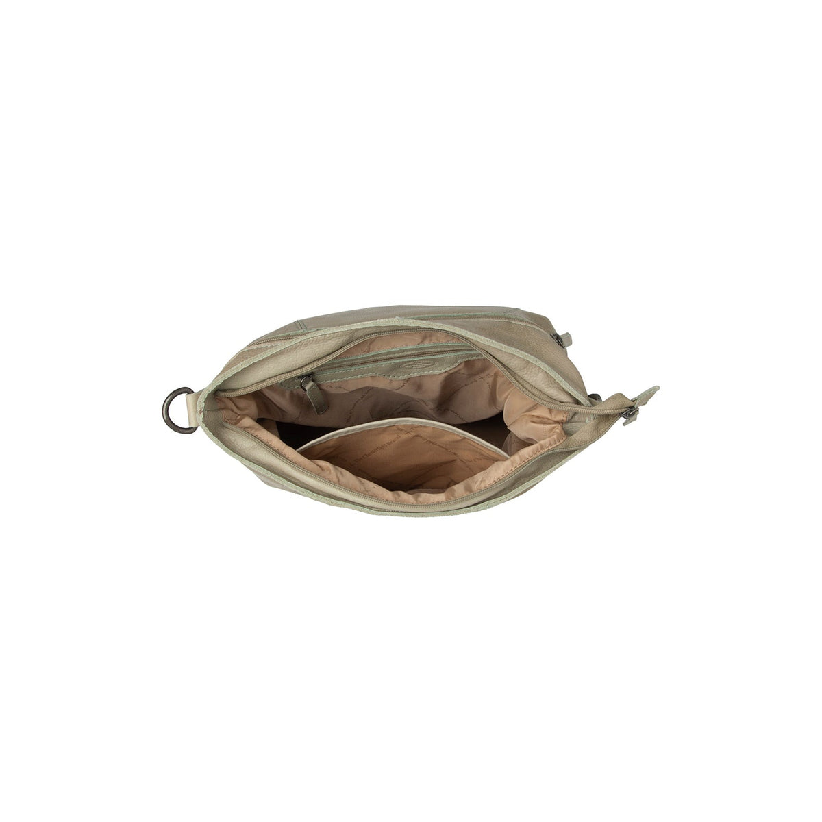 Solid Antique Brass Hardware &amp; Heavy-Duty Dual Zipper Detail on Sintra Full-Grain Leather Shoulder Bag نسائي
