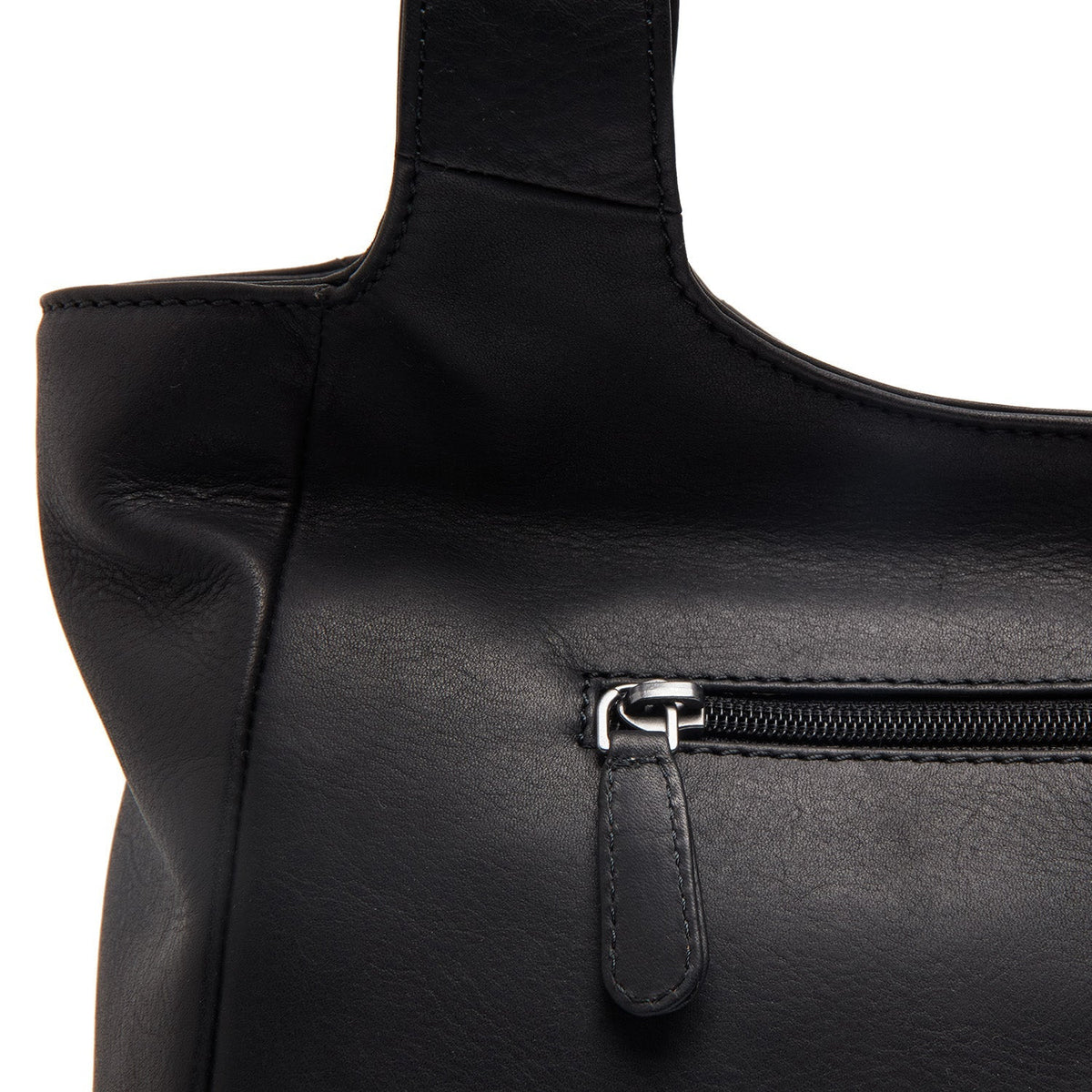 Tofino Full-Grain Leather Shoulder Bag نسائي - Structured Side Profile Showing Gusset Depth &amp; Expansion Capacity