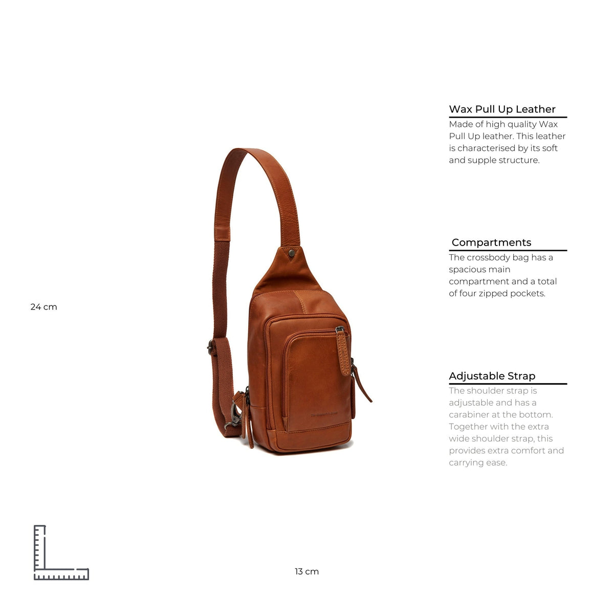 Cognac Leather Sling Bag Riga نسائي, detail view 6