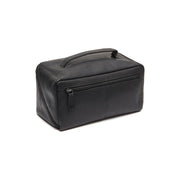 Tailored Rib Cuffs &amp; Hem Craftsmanship Construction Detail on Elmia Full-Grain Leather Toiletry Bag نسائي