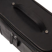 Close-Up Detail of Classic Collar &amp; Heavy-Duty Zipper Hardware on Limone Full-Grain Leather Toiletry Bag نسائي