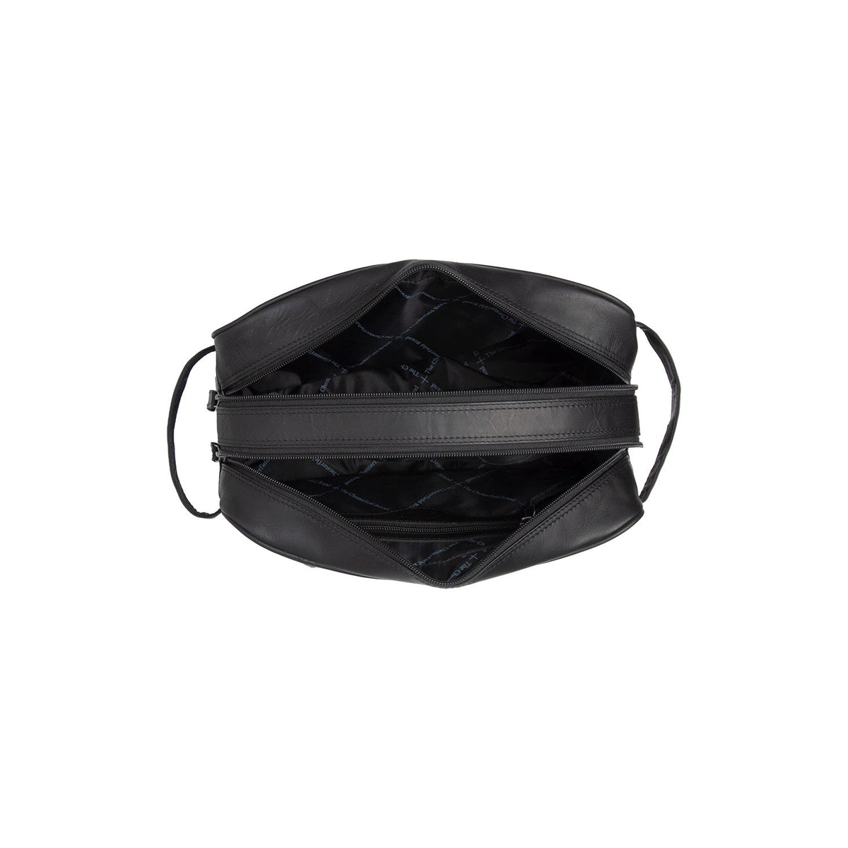 Tailored Rib Cuffs &amp; Hem Craftsmanship Construction Detail on Stefan Full-Grain Leather Toiletry Bag نسائي
