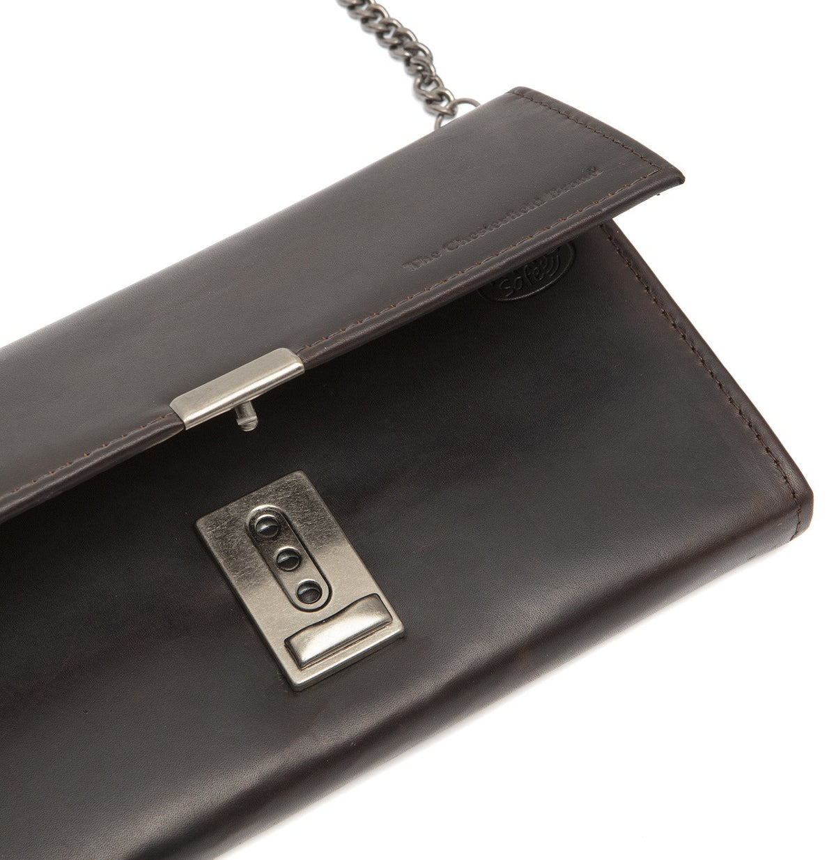 Solid Antique Brass Hardware &amp; Heavy-Duty Dual Zipper Detail on Bora Full-Grain Leather Waiter Wallet نسائي