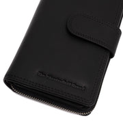 Solid Antique Brass Hardware &amp; Heavy-Duty Dual Zipper Detail on Charlotte Full-Grain Leather Wallet نسائي
