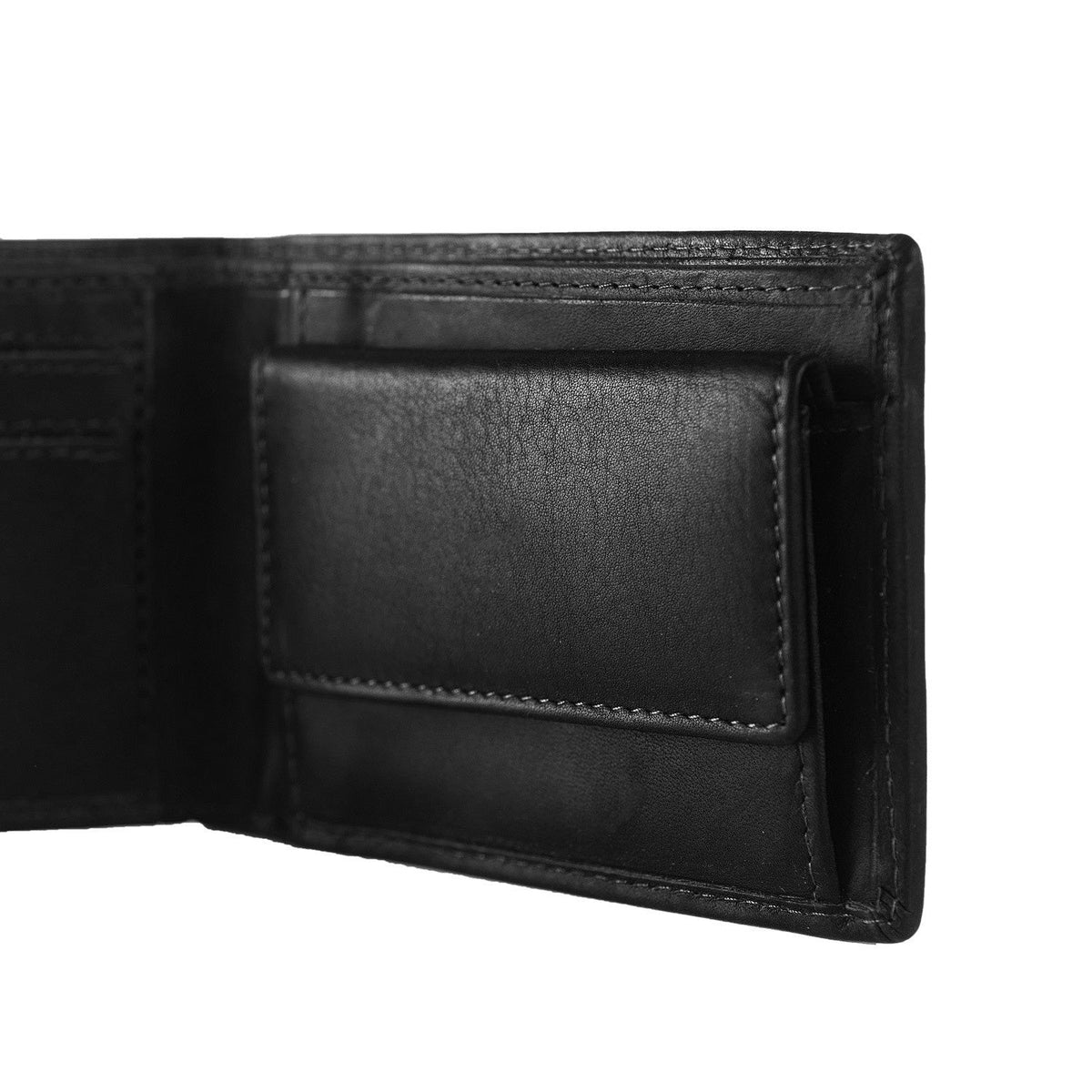 Enzo Full-Grain Leather Wallet - Structured Side Profile Showing Gusset Depth & Expansion Capacity