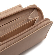 Solid Antique Brass Hardware &amp; Heavy-Duty Dual Zipper Detail on Floren Full-Grain Leather Wallet نسائي