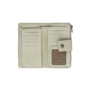 Solid Antique Brass Hardware &amp; Heavy-Duty Dual Zipper Detail on Fresno Full-Grain Leather Wallet نسائي