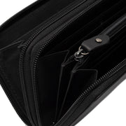 Solid Antique Brass Hardware &amp; Heavy-Duty Dual Zipper Detail on Hadley Full-Grain Leather Wallet نسائي