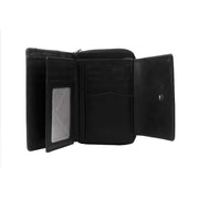 Solid Antique Brass Hardware &amp; Heavy-Duty Dual Zipper Detail on Hanoi Full-Grain Leather Wallet نسائي