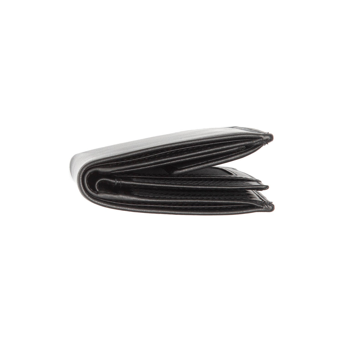 Hanson Full-Grain Leather Wallet رجالي - Structured Side Profile Showing Gusset Depth &amp; Expansion Capacity
