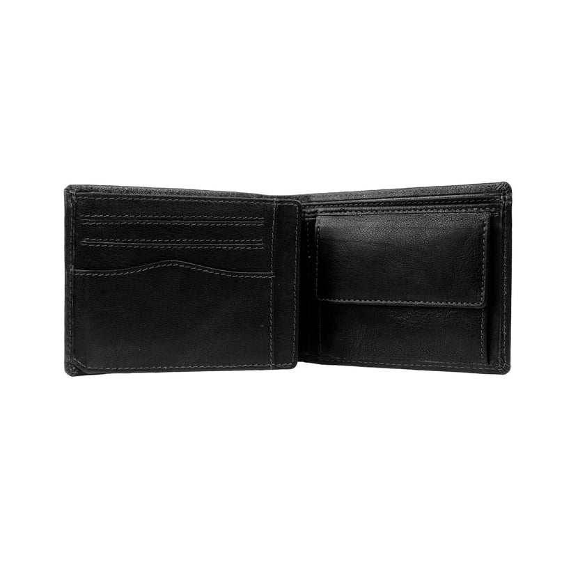 Classic 100% Full-Grain leather Wallet - Rear Perspective Showing Reinforced Leather Straps & Stitching