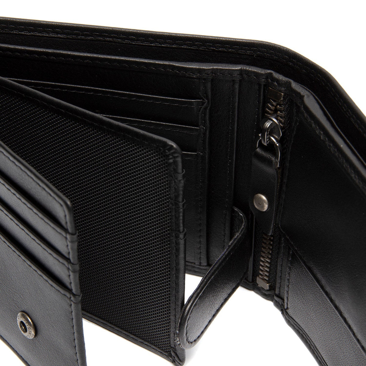 Hendrick Full-Grain Leather Wallet رجالي - Structured Side Profile Showing Gusset Depth &amp; Expansion Capacity