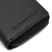Solid Antique Brass Hardware &amp; Heavy-Duty Dual Zipper Detail on Lenwick Full-Grain Leather Wallet نسائي