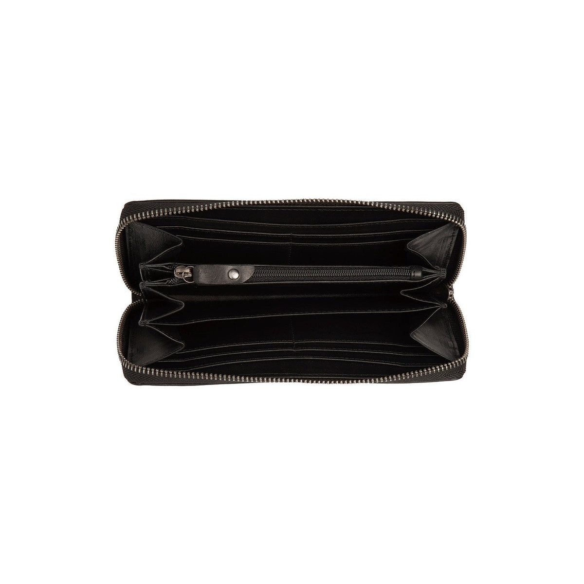 
Solid Antique Brass Hardware & Heavy-Duty Dual Zipper Detail on Livorno محفظة جلدية فاخرة