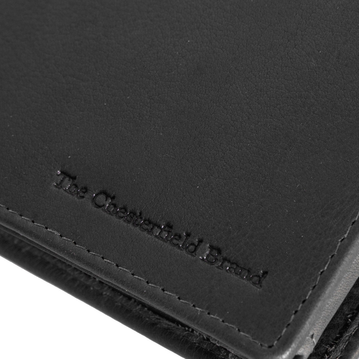Solid Antique Brass Hardware &amp; Heavy-Duty Dual Zipper Detail on Marion Full-Grain Leather Wallet رجالي