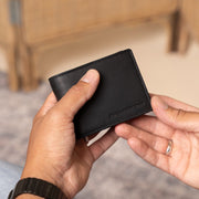 Classic 100% Full-Grain leather Wallet - Rear Perspective Showing Reinforced Leather Straps &amp; Stitching