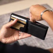 Marvin Full-Grain Leather Wallet رجالي - Structured Side Profile Showing Gusset Depth &amp; Expansion Capacity