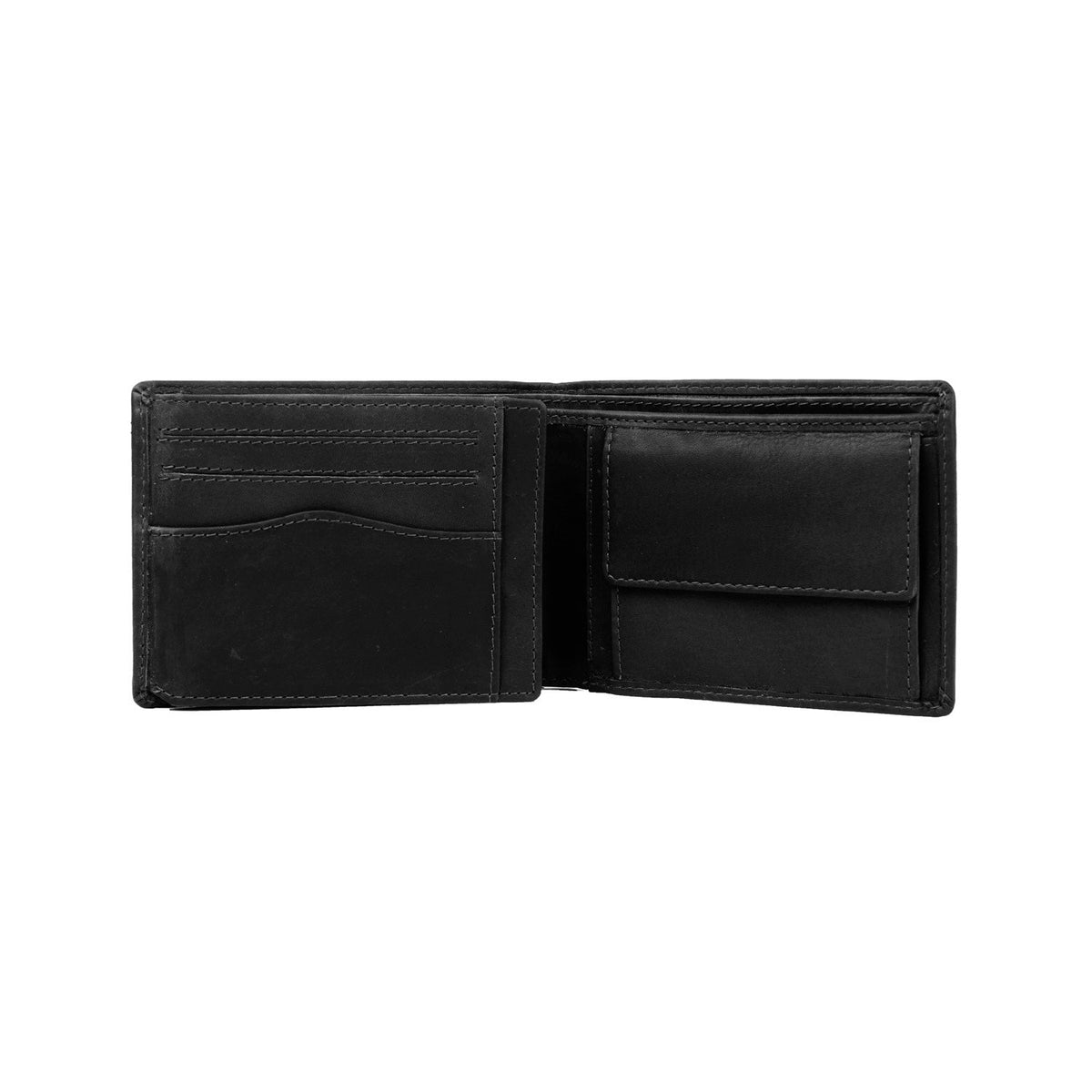 Timo Full-Grain Leather Wallet - Structured Side Profile Showing Gusset Depth & Expansion Capacity