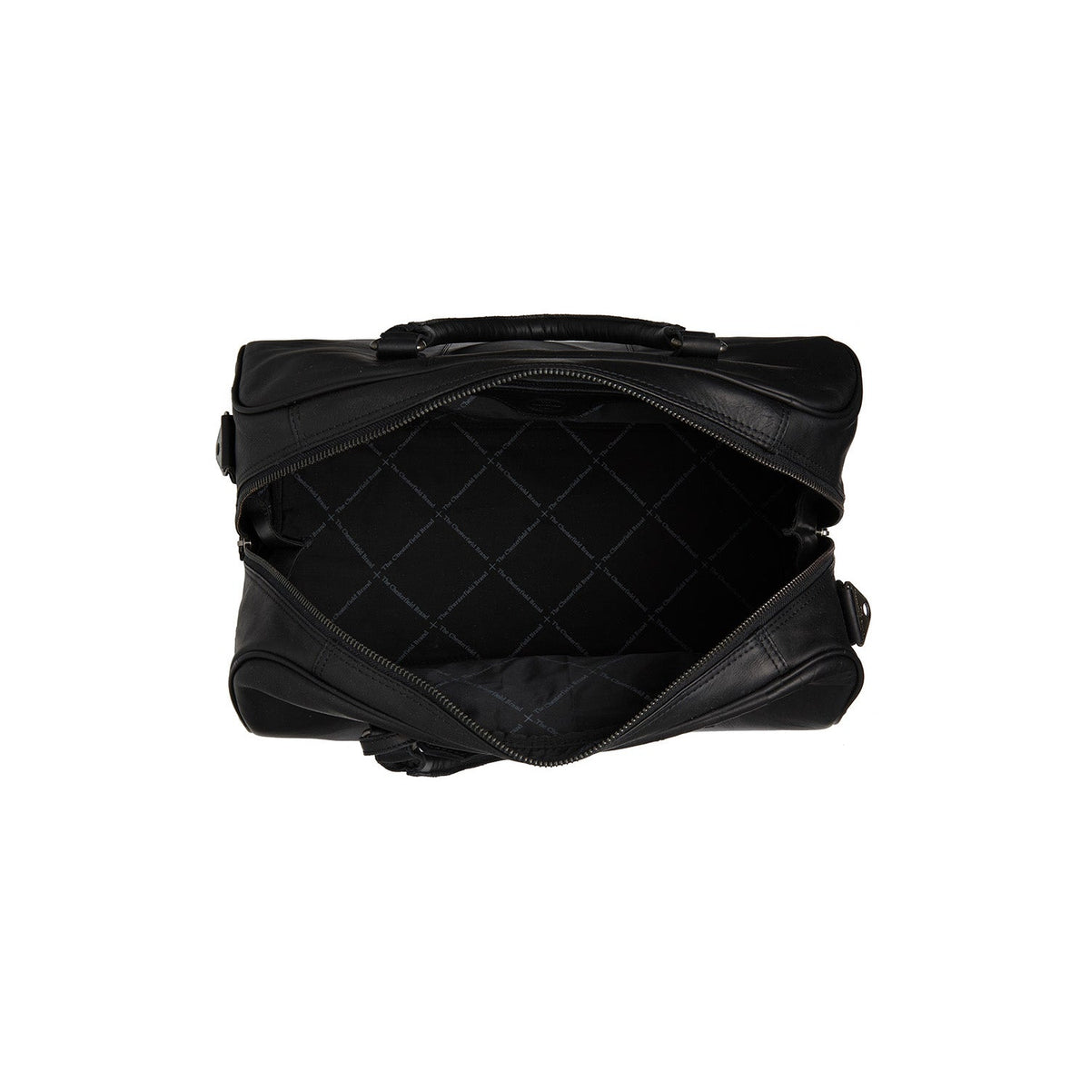 Solid Antique Brass Hardware &amp; Heavy-Duty Dual Zipper Detail on Liam Full-Grain Leather Weekender Bag نسائي