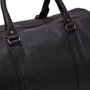 Solid Antique Brass Hardware &amp; Heavy-Duty Dual Zipper Detail on Melbourne Full-Grain Leather Weekender Bag نسائي