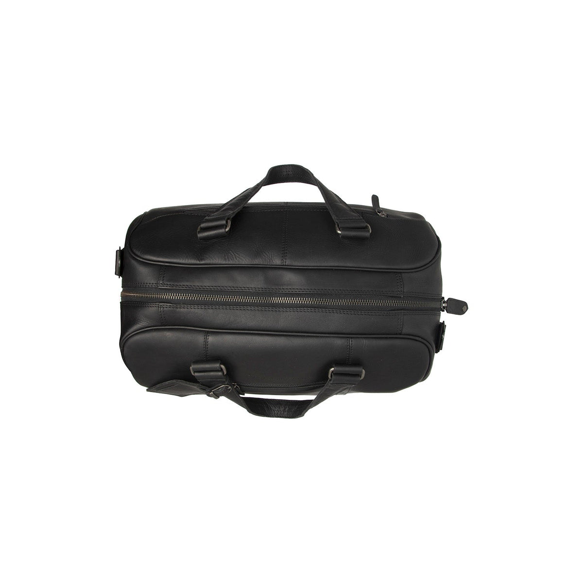 
Solid Antique Brass Hardware & Heavy-Duty Dual Zipper Detail on Volenza حقيبة سفر جلدية عطلة نهاية الأسبوع
