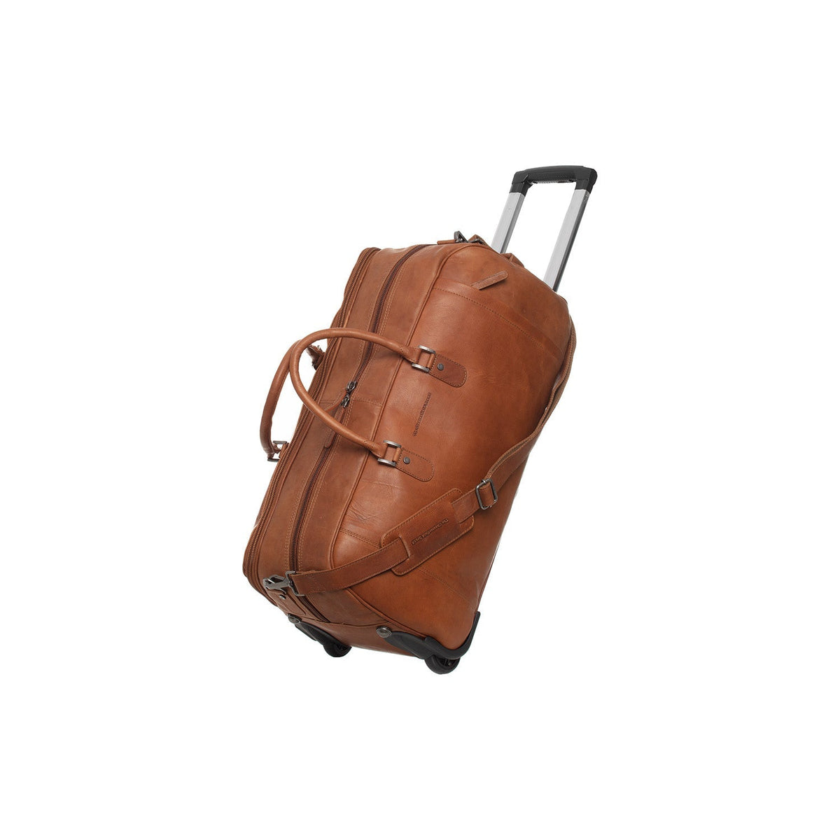 Cognac Leather Weekender Trolley Jayven نسائي, front view