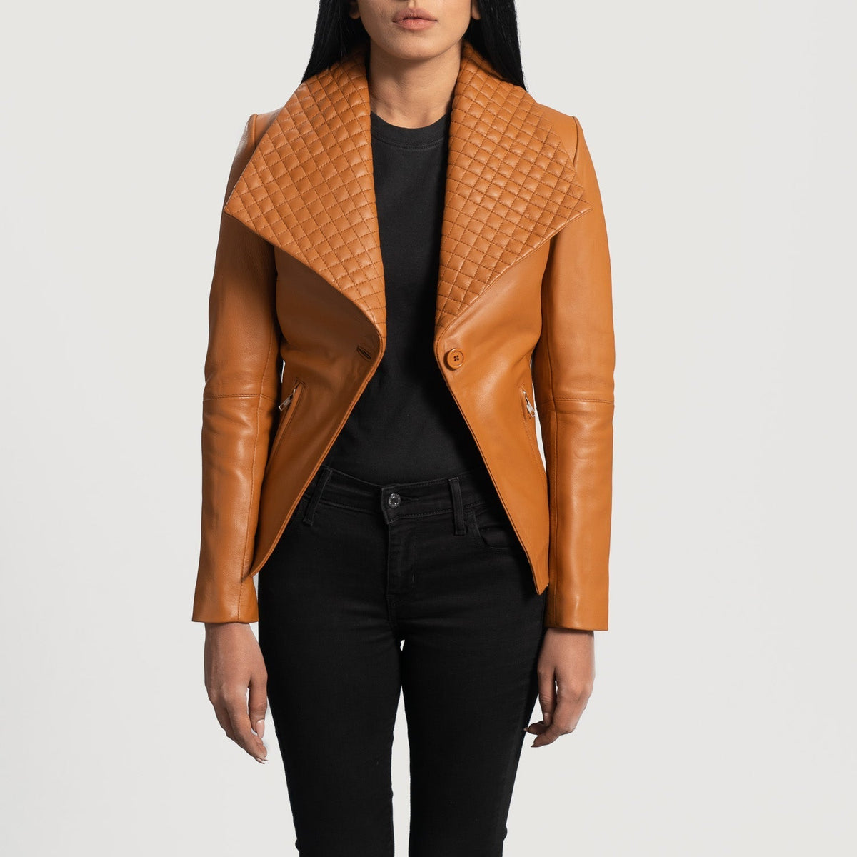 Women's Lee بيج بني بليزر جلد نسائي - Lateral Side Profile View Showing Sleeve Cut &amp; Athletic Taper Fit