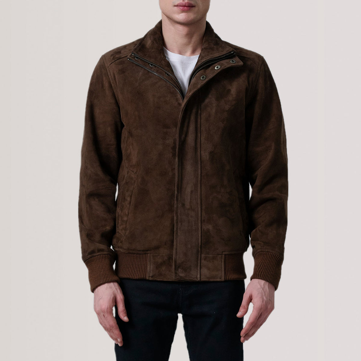 Lester بني Suede جاكيت بومبر جلد رجالي – alternate product view 3