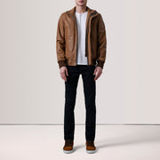 Lester بني Suede جاكيت بومبر جلد رجالي – alternate product view 2