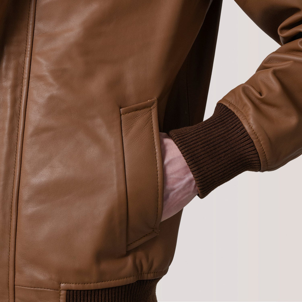 Lester بني Suede جاكيت بومبر جلد رجالي – alternate product view 6