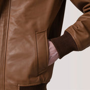 Lester بني Suede جاكيت بومبر جلد رجالي – alternate product view 6