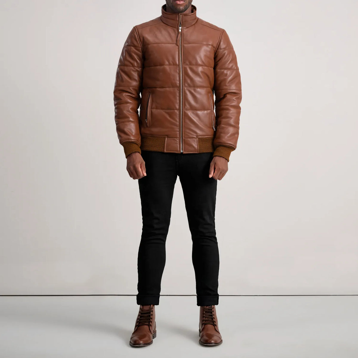 Lucas جاكيت بومبر جلد رجالي – alternate product view 3