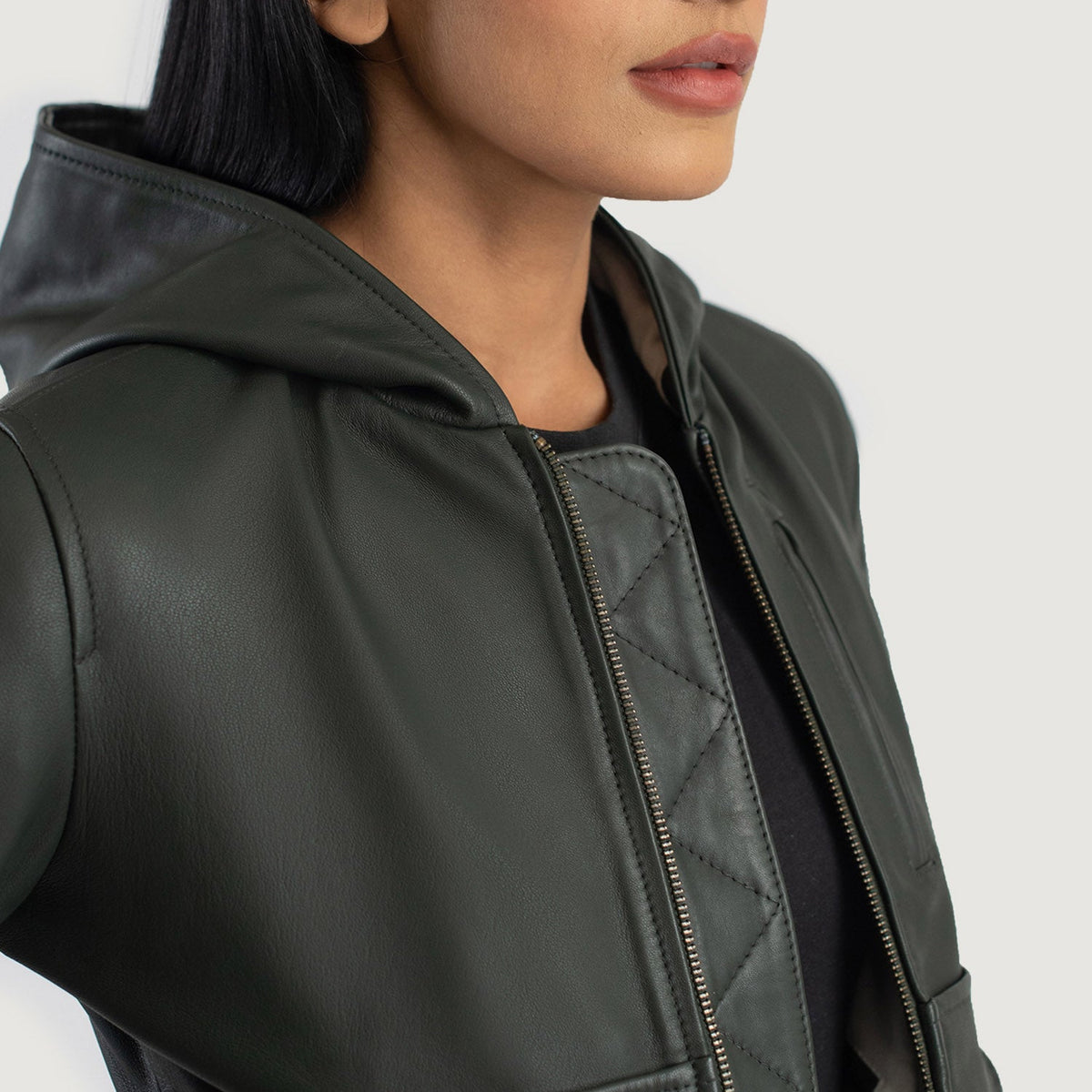 
Luna Hooded جاكيت بومبر جلد نسائي – alternate product view 6