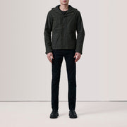 Olive Waxed Cotton Canvas Hooded Jacket - Back View Showing Tailored Shoulder Fit &amp; Clean Hemline