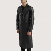 Black Cowhide Leather Winter Jacket - Back View Showing Tailored Shoulder Fit &amp; Clean Hemline