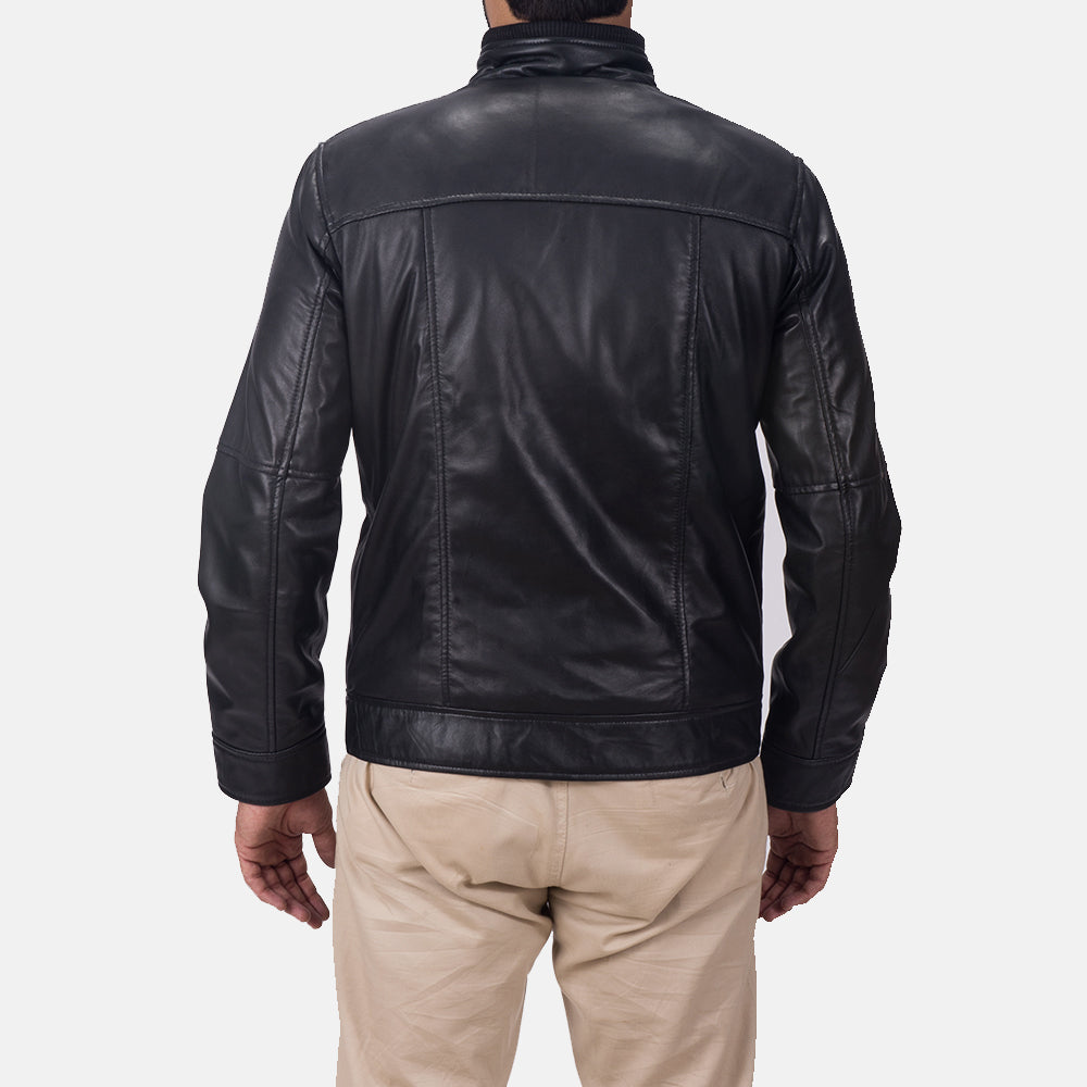 
تفاصيل مقربة of Band & Zipper Hardware on Maurice أسود جاكيت جلد رجالي