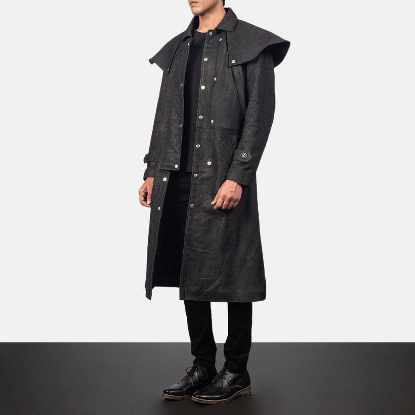 Maverick أسود Leather Duster رجالي