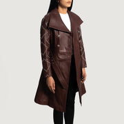 Women's Missoni عنابي معطف ترنش جلد نسائي - Lateral Side Profile View Showing Sleeve Cut &amp; Athletic Taper Fit