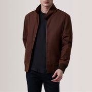 Morrison بني Canvas جاكيت بومبر جلد رجالي For Men in Brown Waxed Cotton Canvas - Front Profile View &amp; Tailored Silhouette | Buy Online