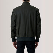 Close-Up Detail of Snap Button &amp; Zipper Hardware on Morrison Olive Canvas جاكيت بومبر جلد رجالي For Men