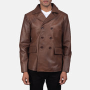 
Mr. Bailey بني Leather Naval Peacoat رجالي in Brown Cowhide Leather - عرض أمامي وقَصّة مفصلة أنيقة | شراء أونلاين عبر المتجر الرسمي