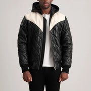 
Norman Tan Hooded Bomber Leather Puffer Jacket in Tan Brown Sheepskin Leather - عرض أمامي وقَصّة مفصلة أنيقة | شراء أونلاين عبر المتجر الرسمي