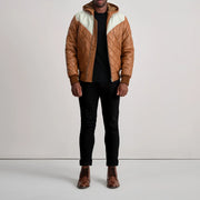 
Norman جاكيت جلد بيج تان Puffer جاكيت جلد رجالي – alternate product view 3