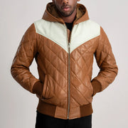 
Norman جاكيت جلد بيج تان Puffer جاكيت جلد رجالي – alternate product view 4