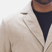 Men's Professor By Day Suede بليزر جلد رجالي - Lateral Side Profile View Showing Sleeve Cut &amp; Athletic Taper Fit