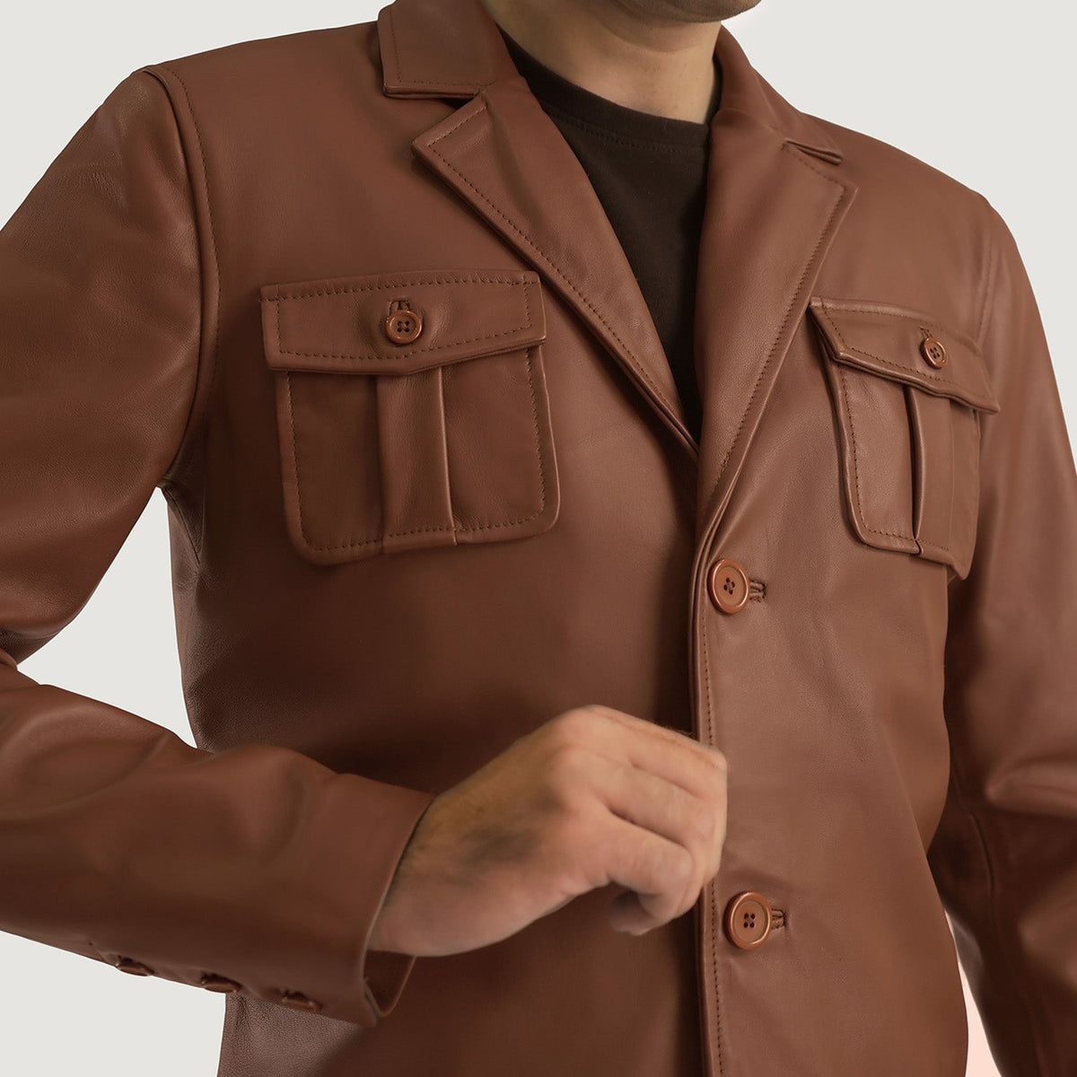 Ray Cutler جاكيت جلد رجالي – alternate product view 6