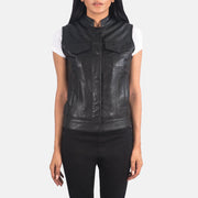 
Rayne Moto أسود صديري جلد نسائي in Black Sheepskin Leather - عرض أمامي وقَصّة مفصلة أنيقة | شراء أونلاين عبر المتجر الرسمي